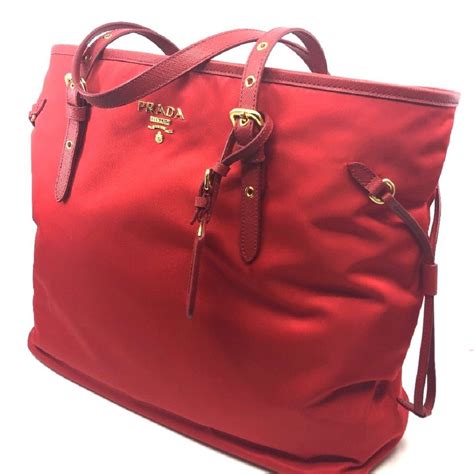 prada nylon tote red